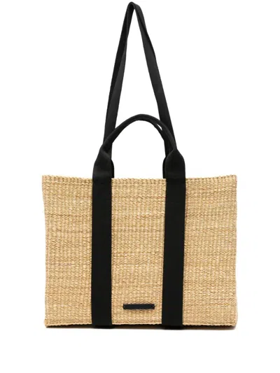 MUUN JEROME STRAW BAG,JERO.COT NBLBLT NATURAL BLACK BLACK