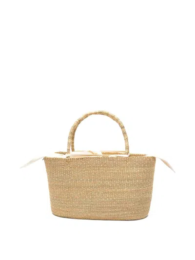 Muun Maxi Echo Straw Bag In Nude & Neutrals