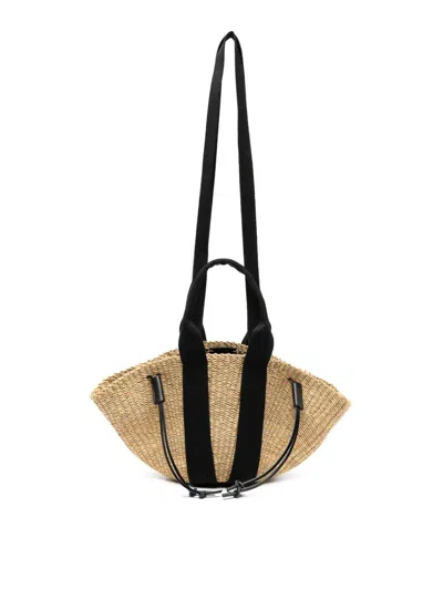 Muun George Canvas-trim Woven Basket Bag In Black