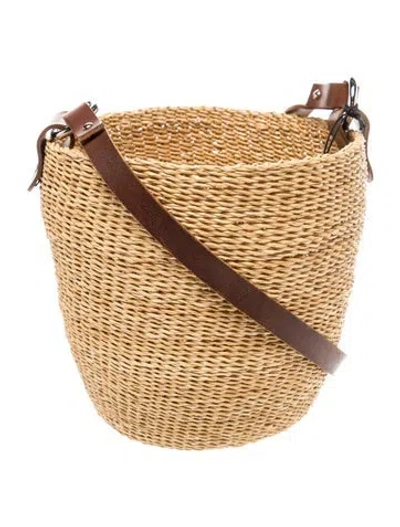 Pre-owned Muun Raffia Bucket Bag W/ Tags In Brown