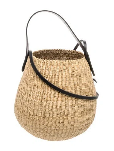 Pre-owned Muun Raffia Shoulder Bag In Black