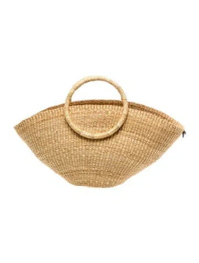 Pre-owned Muun Raffia Shoulder Bag In Neutrals