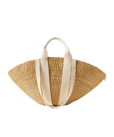 Muun Sophie Canvas-trimmed Woven Straw Tote In White