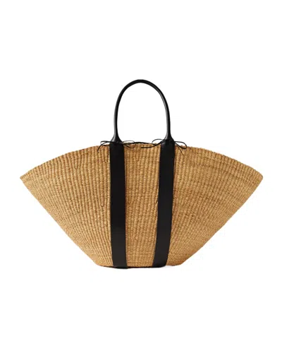 Muun Sophie Maxi Leather-trimmed Woven Straw Tote In No