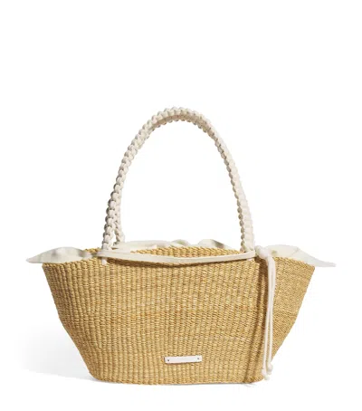 Muun Straw Margareth Tote Bag In Beige