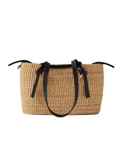Muun Zorro Leather-trimmed Woven Straw Tote In No