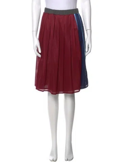 Pre-owned Muveil Colorblock Pattern Knee-length Skirt In Red