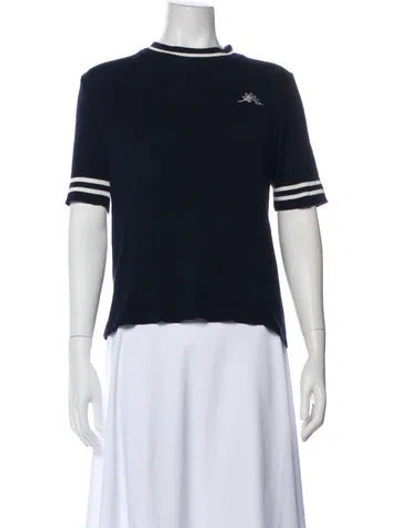 Pre-owned Muveil Crew Neck Short Sleeve Top In Blue