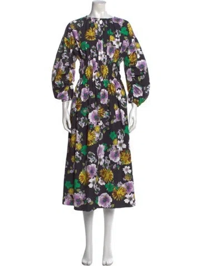 Pre-owned Muveil Floral Print Long Dress W/ Tags In Purple