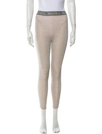 Pre-owned Muveil Printed Skinny Leg Pants In Neutral