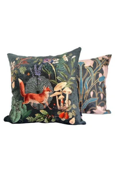 Muzaluci Velvet Pillow The Forest Fox In Green