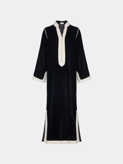 Muzungu Sisters Alia Hand-embroidered Velvet Dress Size: L In Black