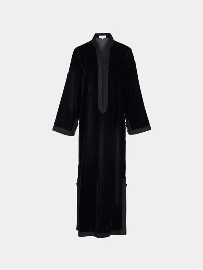 Muzungu Sisters Alia Hand-embroidered Velvet Dress Size: S In Black