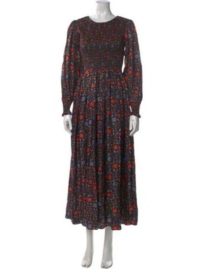 Pre-owned Muzungu Sisters Floral Print Long Dress In Black
