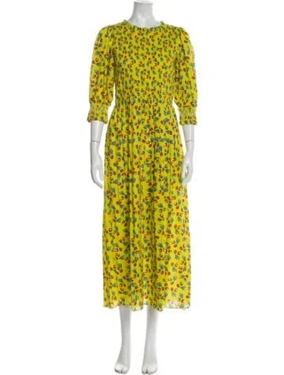 Pre-owned Muzungu Sisters Floral Print Long Dress In Yellow