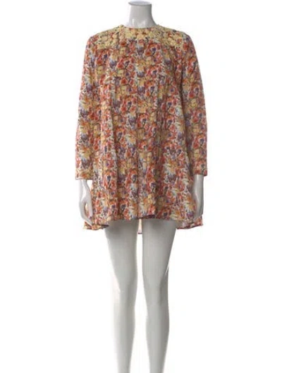 Pre-owned Muzungu Sisters Floral Print Mini Dress In Orange