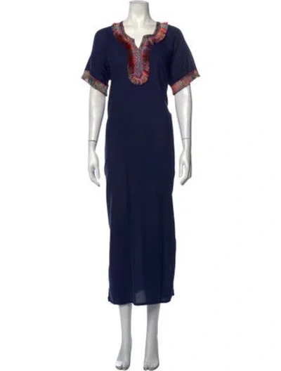 Pre-owned Muzungu Sisters Patterned Long Dress In Blue