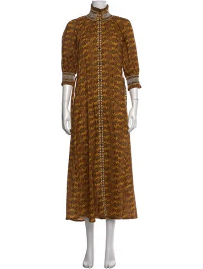 Pre-owned Muzungu Sisters Printed Long Dress In Brown