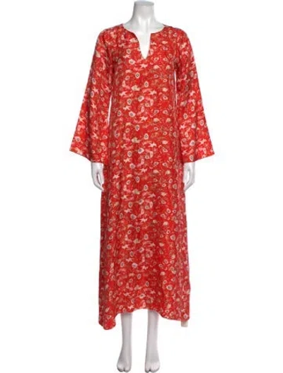Pre-owned Muzungu Sisters Silk Long Dress In Red