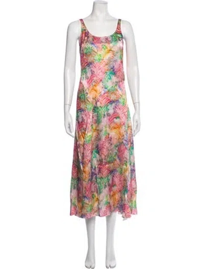 Pre-owned Muzungu Sisters Silk Midi Length Dress In Pink