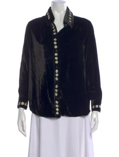 Pre-owned Muzungu Sisters Silk Patterned Blouse In Black