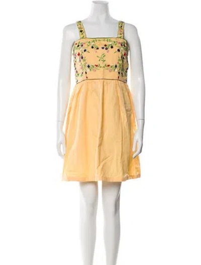 Pre-owned Muzungu Sisters Square Neckline Mini Dress In Yellow