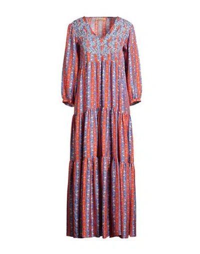 Muzungu Sisters Woman Maxi Dress Orange Size S Silk