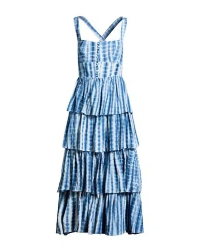 Muzungu Sisters Woman Midi Dress Slate Blue Size M Linen