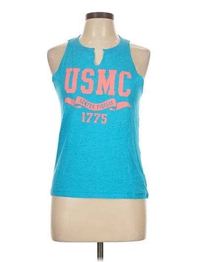 Pre-owned Mv Sport Tank Top Blue Halter Neckline Tops