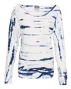 Mv Sport Women's French Terry Off-the-shoulder Tie-dyed Sweatshirt In Blue