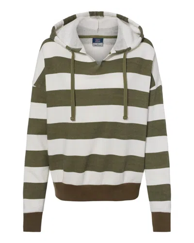Mv Sport Women's Striped Fleece Boxy Hooded Sweatshirt In Multi