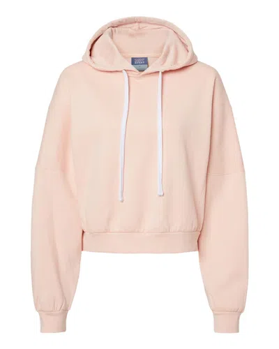 Mv Sport Women's Sueded Fleece Crop Hooded Sweatshirt In Pink
