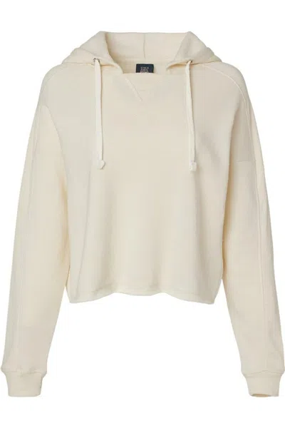 Mv Sport Women´s Angel Fleece Crop Hooded Sweatshirt In White