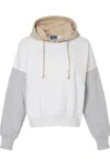 Mv Sport Women´s Sueded Fleece Colorblocked Crop Hooded Sweatshirt In Grey