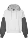 Mv Sport Women´s Sueded Fleece Colorblocked Crop Hooded Sweatshirt In Pink