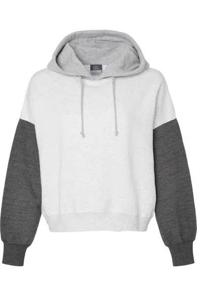 Mv Sport Women´s Sueded Fleece Colorblocked Crop Hooded Sweatshirt In Pink