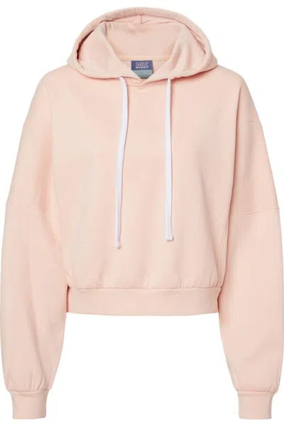 Mv Sport Women´s Sueded Fleece Crop Hooded Sweatshirt In Pink