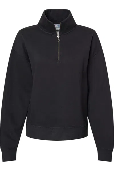 Mv Sport Women´s Sueded Fleece Quarter-zip Sweatshirt In Black