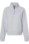 Mv Sport Women´s Sueded Fleece Quarter-zip Sweatshirt In Grey