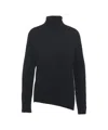 Mvm Asymmetrical Hem Oversized Turtleneck Sweater In Black