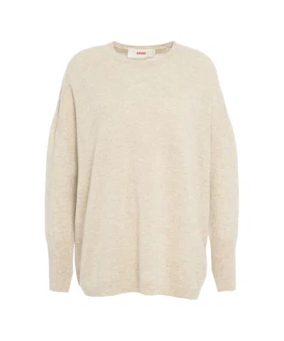 Mvm Beige Oversized Wool Pullover In Nude