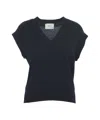 Mvm Cashmere Gilet With Classic V-neck In Black