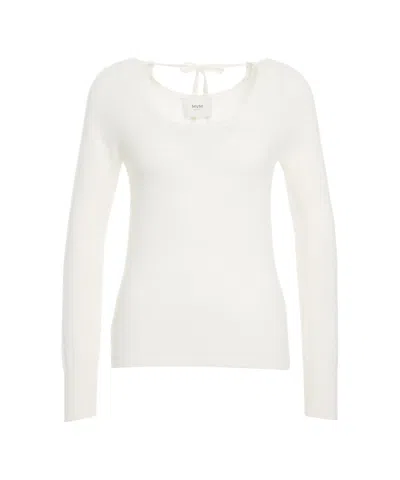Mvm Cashmere Pullover With Back Tie Detail In White