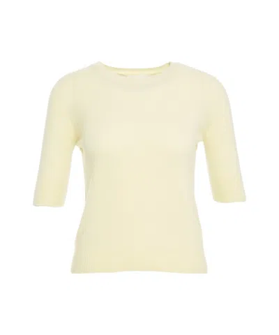 Mvm Cashmere Pullover With Classic Neckline In Yellow