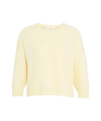 Mvm Cashmere Sweater With Classic Round Neck In Yellow