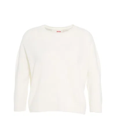 Mvm Cashmere Sweater With Classic Round Neckline In White