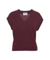 Mvm Cashmere Vest With Classic V-neck In Red