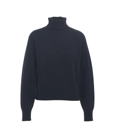 Mvm High Ribbed Collar Turtleneck Sweater In Black