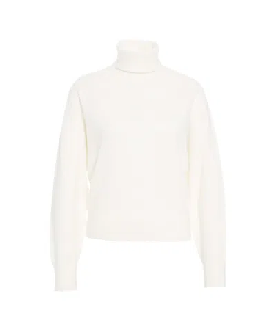 Mvm High Turtleneck Knit Sweater In White