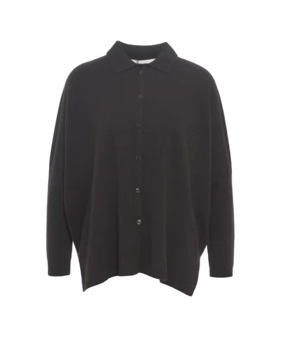 Mvm Knit Shirt With Classic Collar In Black